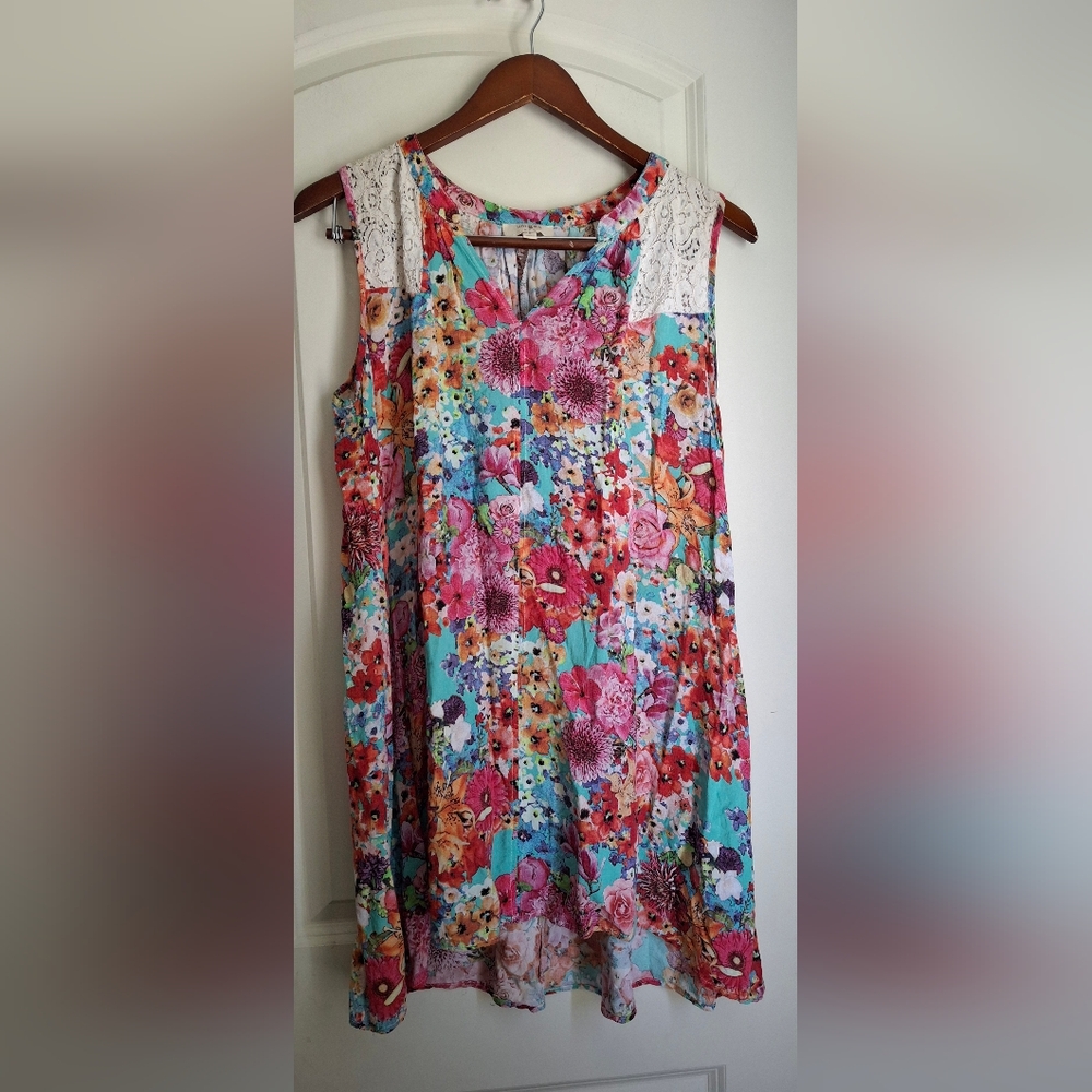 Womens Size Small Umgee Thin Summer Dress Sleeveless Floral Tassel Boho Fairycor